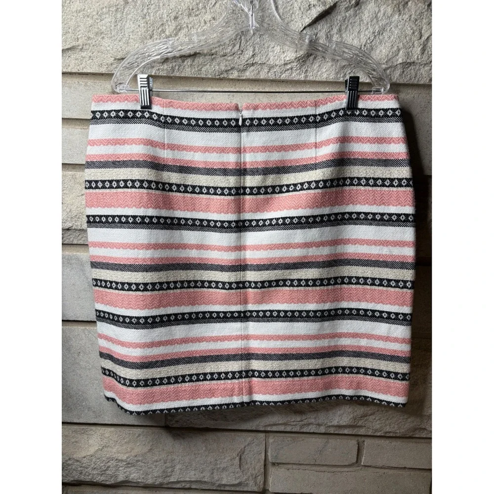 Loft Outlet Womens Pink‎ Black White Striped Geometric Woven Mini Skirt Size 16
